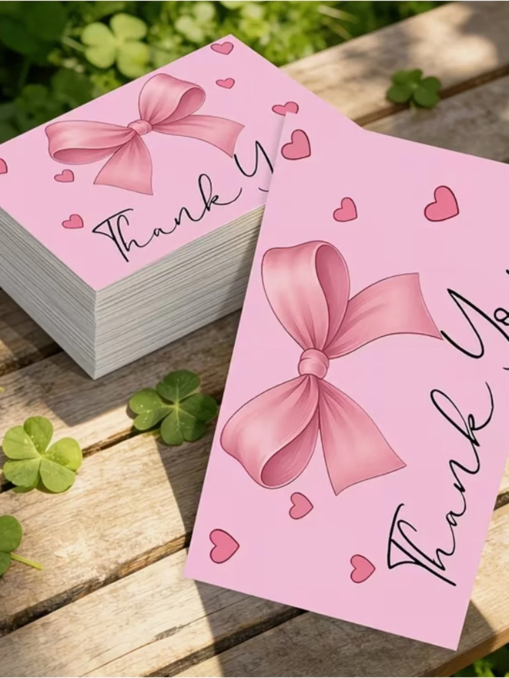 Pink Thank You Cards with Bow Accent - ( )